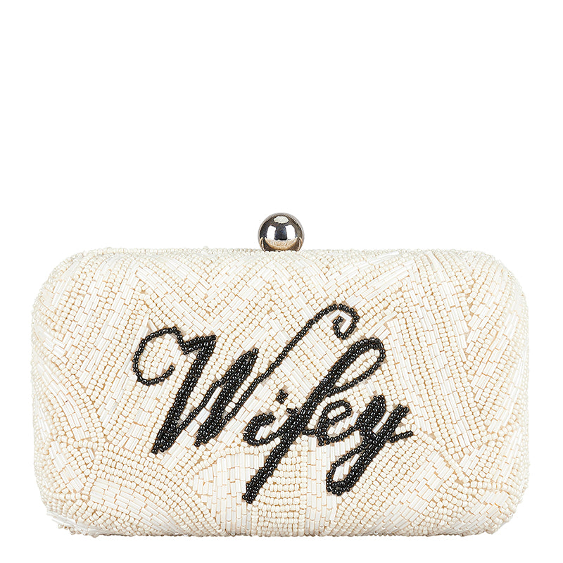 Wife Box Clutch Ivory And Black From St Xavier Honey Fawn