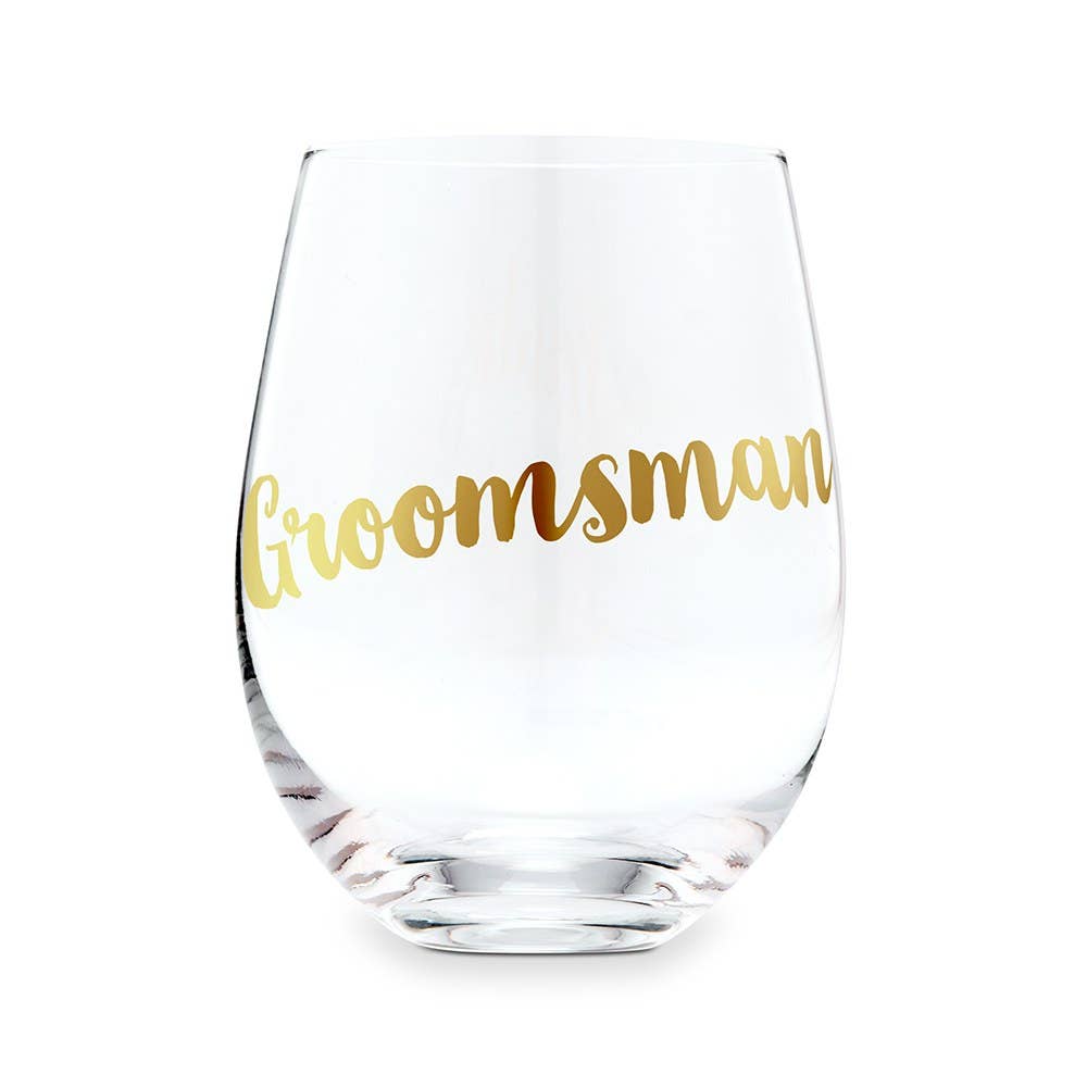 Stemless Wine Glass Gift For Wedding Party - Groomsman - Honey Fawn Boutique