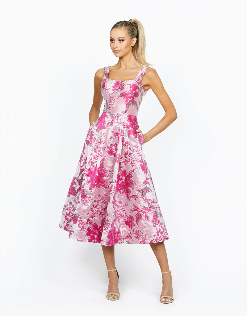 Silvanus A Line Tea Length Dress 12 Pink - Dress - Bariano