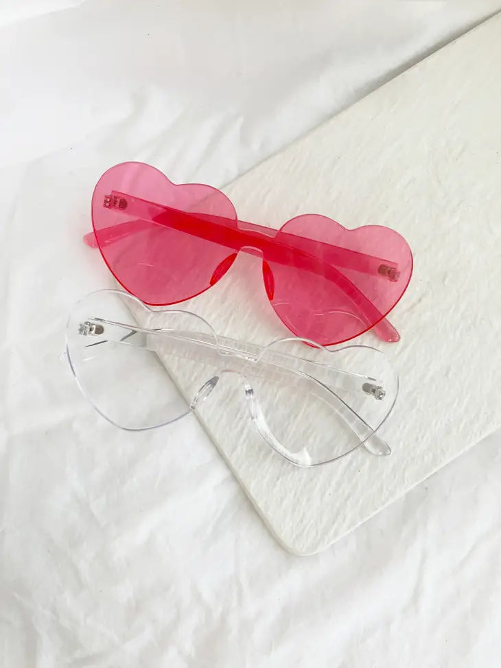 Thick Heart Sunglasses - Clear - Giftware - Honey Fawn